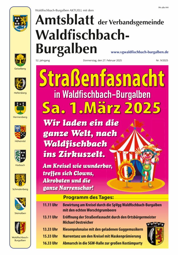 Amtsblatt der Verbandsgemeinde Waldfischbach-Burgalben Titelblatt 09/2025