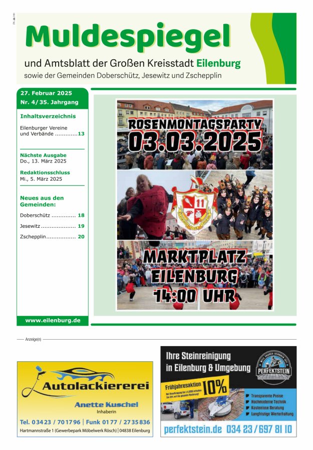 Muldespiegel und Amtsblatt der Großen Kreisstadt Eilenburg und der Gemeinden Titelblatt 04/2025