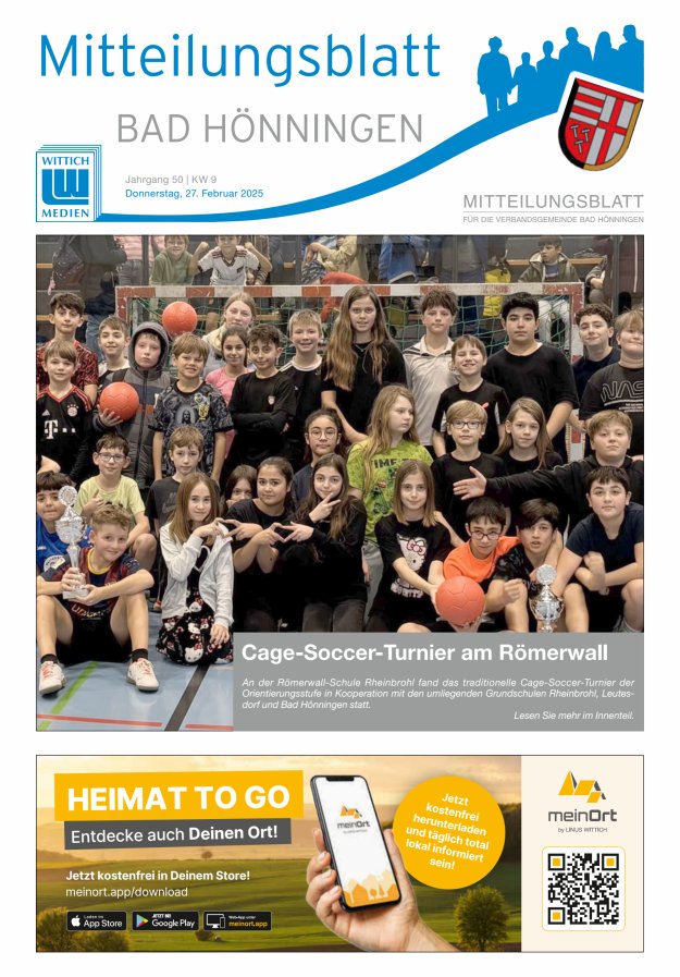 Mitteilungsblatt für den Bereich der Verbandsgemeinde Bad Hönningen Titelblatt 09/2025