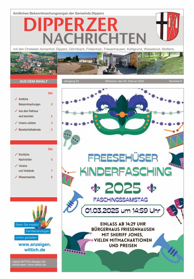 Dipperzer Nachrichten Titelblatt 09/2025