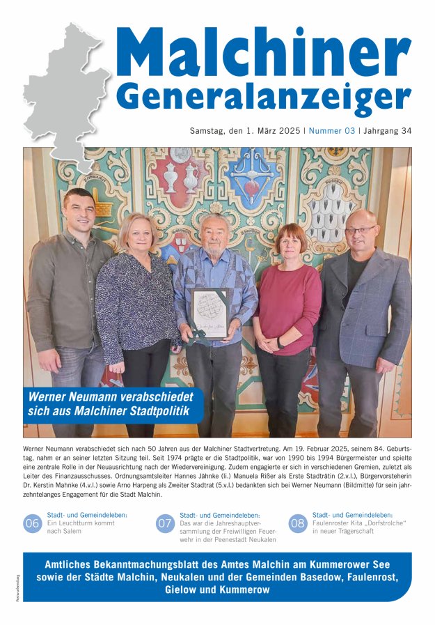 Malchiner Generalanzeiger Titelblatt 03/2025