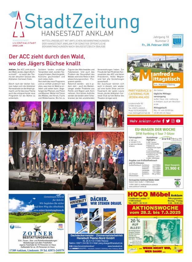 Anklam StadtZeitung Titelblatt 02/2025