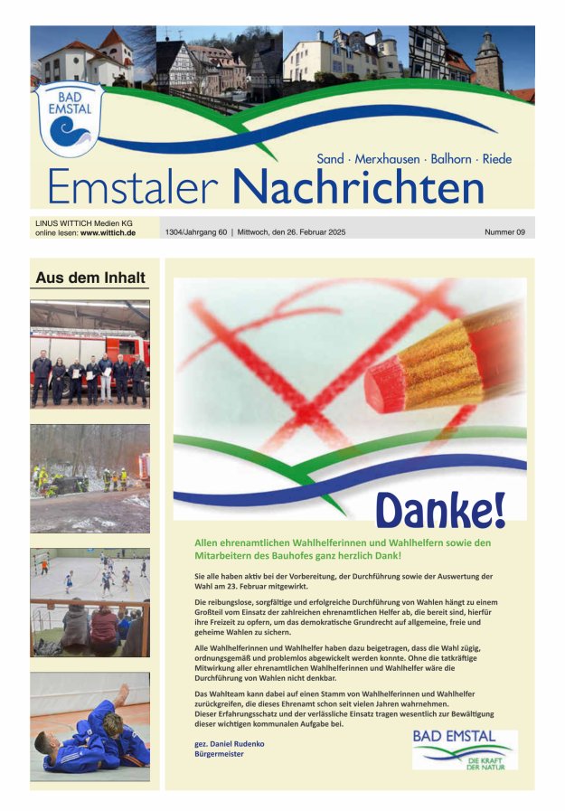 Emstaler Nachrichten Titelblatt 09/2025