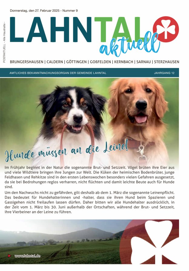 Amtliches Bekanntmachungsorgan der Gemeinde Lahntal Titelblatt 09/2025