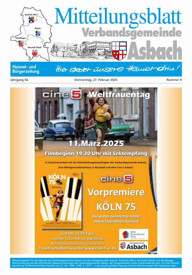 Mitteilungsblatt Verbandsgemeinde Asbach Titelblatt 09/2025