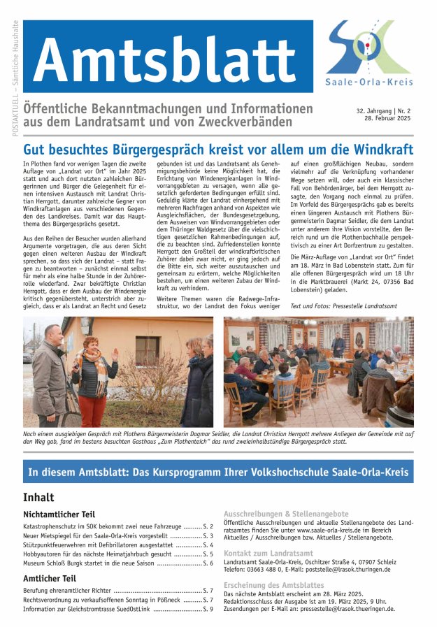 Amtsblatt des Saale-Orla-Kreises Titelblatt 02/2025