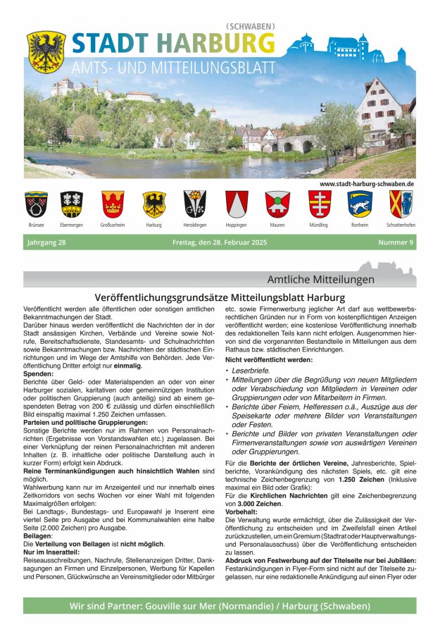 Amts- und Mitteilungsblatt der Stadt Harburg Titelblatt 09/2025