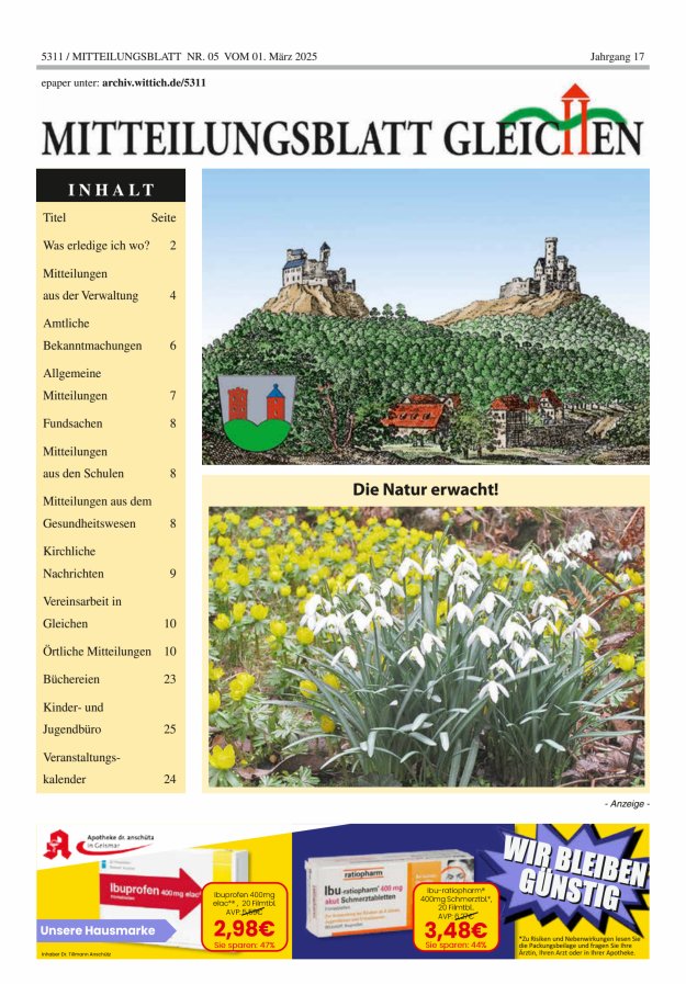 Mitteilungsblatt Gleichen Titelblatt 05/2025
