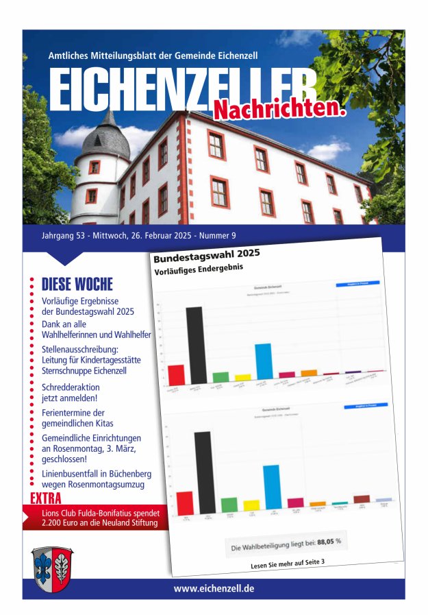 Amtliches Mitteilungsblatt der Gemeinde Eichenzell Titelblatt 09/2025