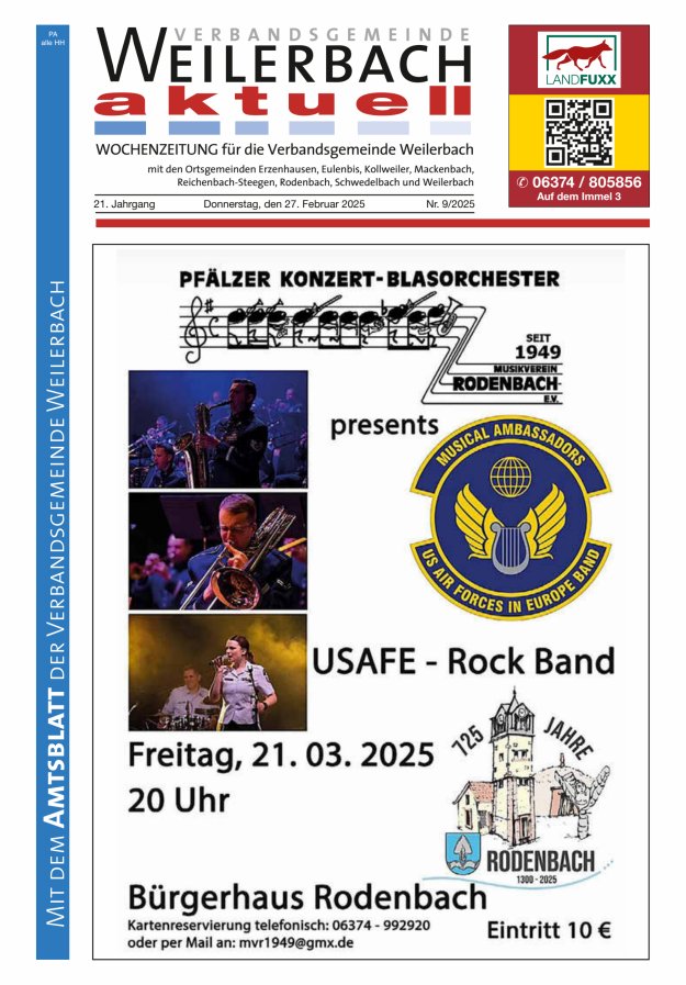 Verbandsgemeinde Weilerbach aktuell Titelblatt 09/2025