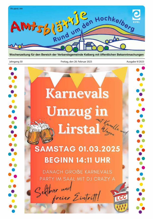 Amtsblättje - Rund um den Hochkelberg Titelblatt 09/2025