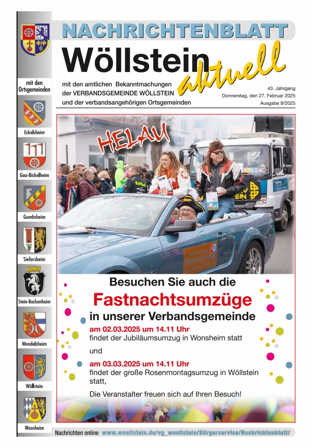 Nachrichtenblatt Wöllstein aktuell Titelblatt 09/2025