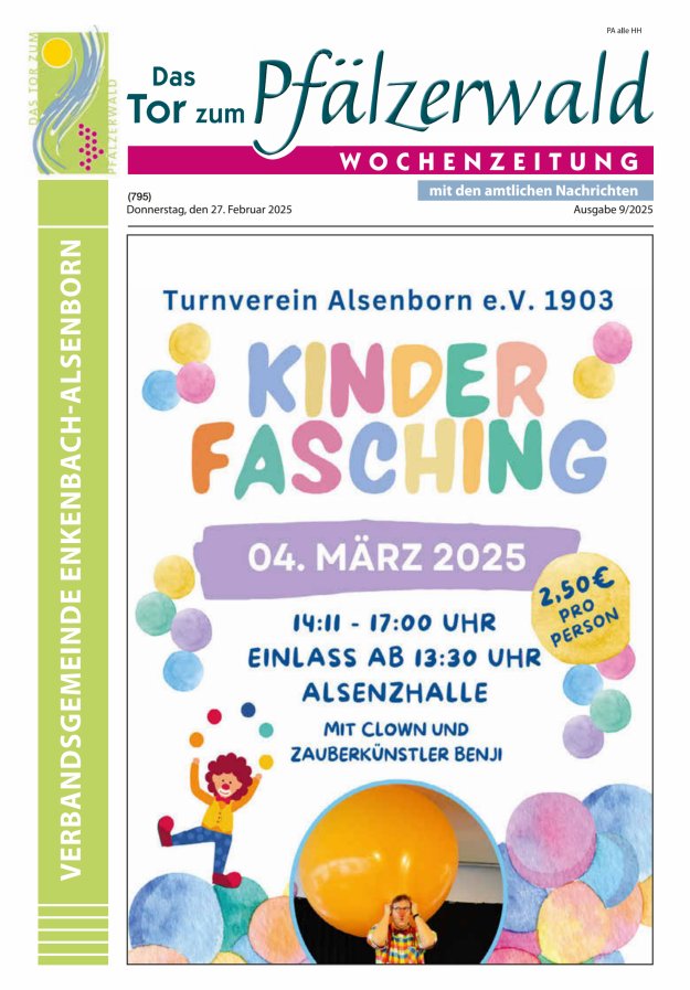 Das Tor zum Pfälzer Wald - VG Enkenbach-Alsenborn Titelblatt 09/2025