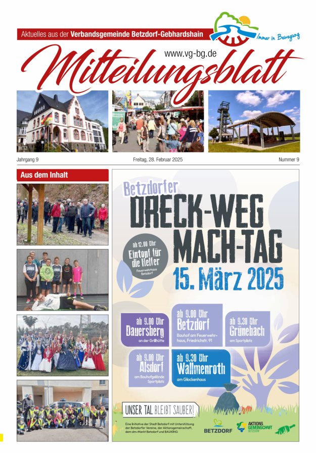 Aktuelles aus der VG Betzdorf-Gebhardshain, Ausgabe Betzdorf Titelblatt 09/2025