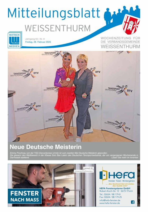 Mitteilungsblatt für den Bereich der Verbandsgemeinde Weißenthurm Titelblatt 09/2025