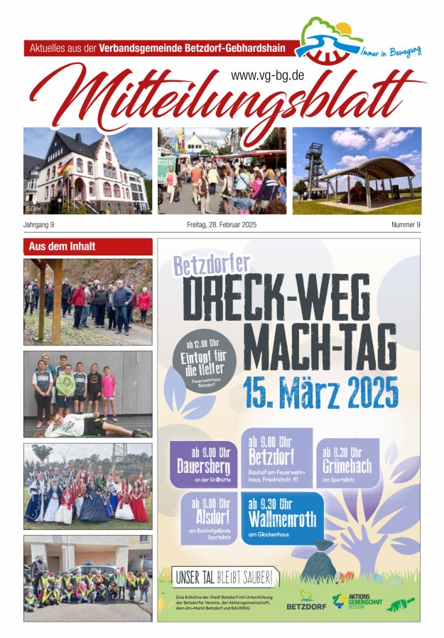 Aktuelles aus der VG Betzdorf-Gebhardshain Ausgabe Gebhardshain Titelblatt 09/2025