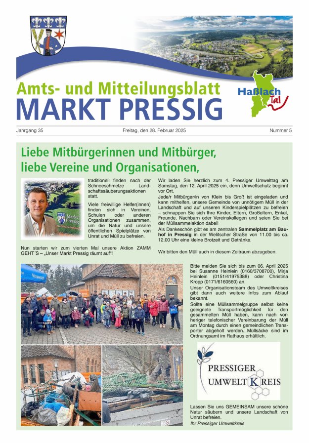 Amtsblatt für den Markt Pressig mit den Gemeindeteilen Titelblatt 05/2025