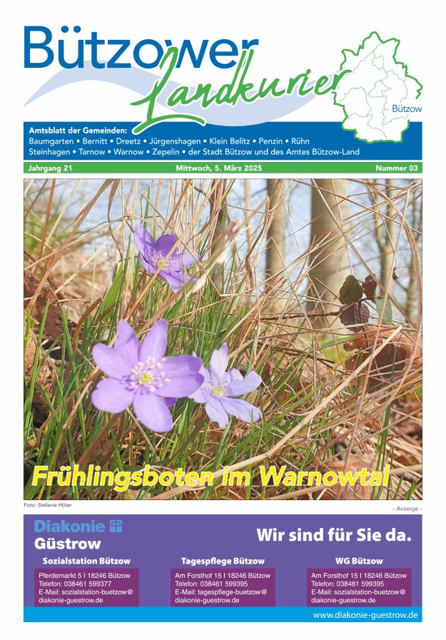 Bützower Landkurier Titelblatt 03/2025