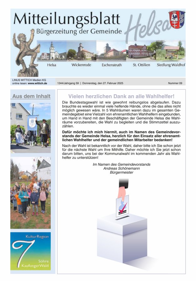 Mitteilungsblatt Helsa Titelblatt 09/2025