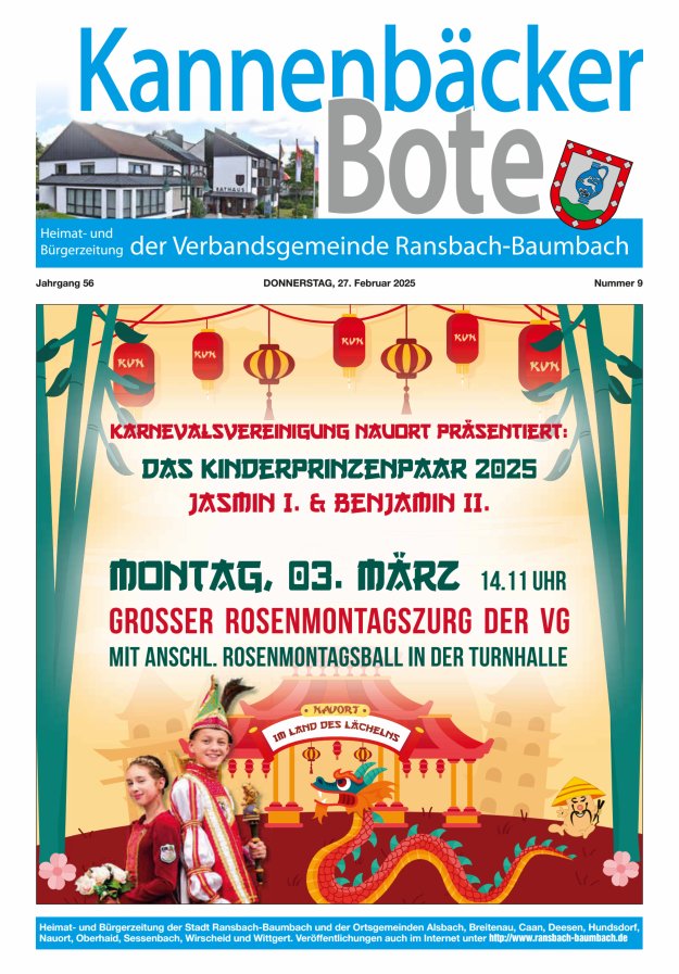 Kannenbäcker-Bote der Verbandsgemeinde Ransbach-Baumbach Titelblatt 09/2025