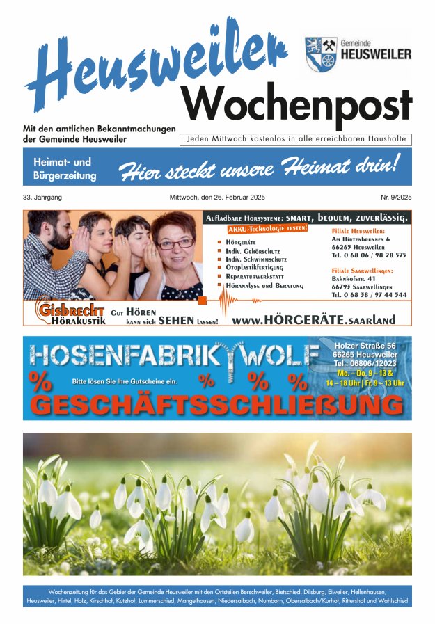 Heusweiler Wochenpost Titelblatt 09/2025