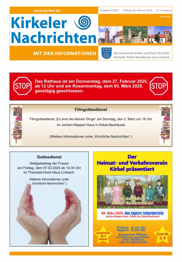 Kirkeler Nachrichten Titelblatt 09/2025