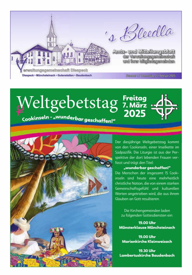 Amts- und Mitteilungsblatt VGem Diespeck Titelblatt 09/2025