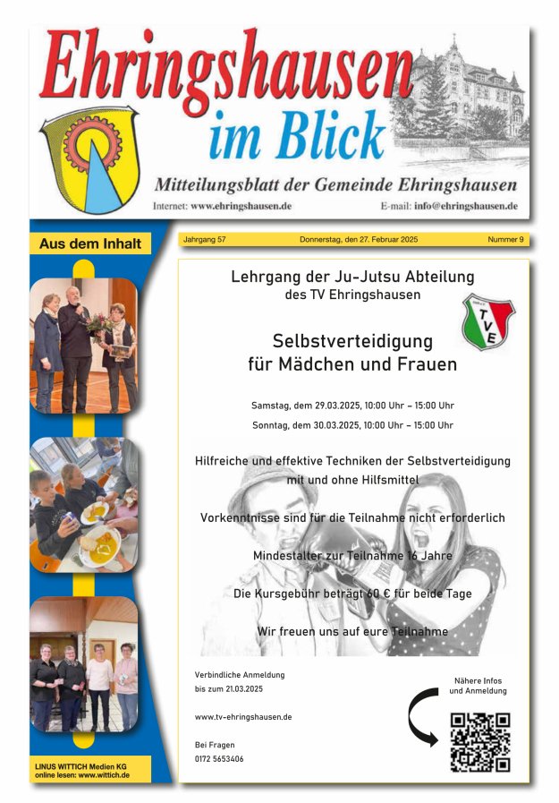 Mitteilungsblatt der Gemeinde Ehringshausen Titelblatt 09/2025