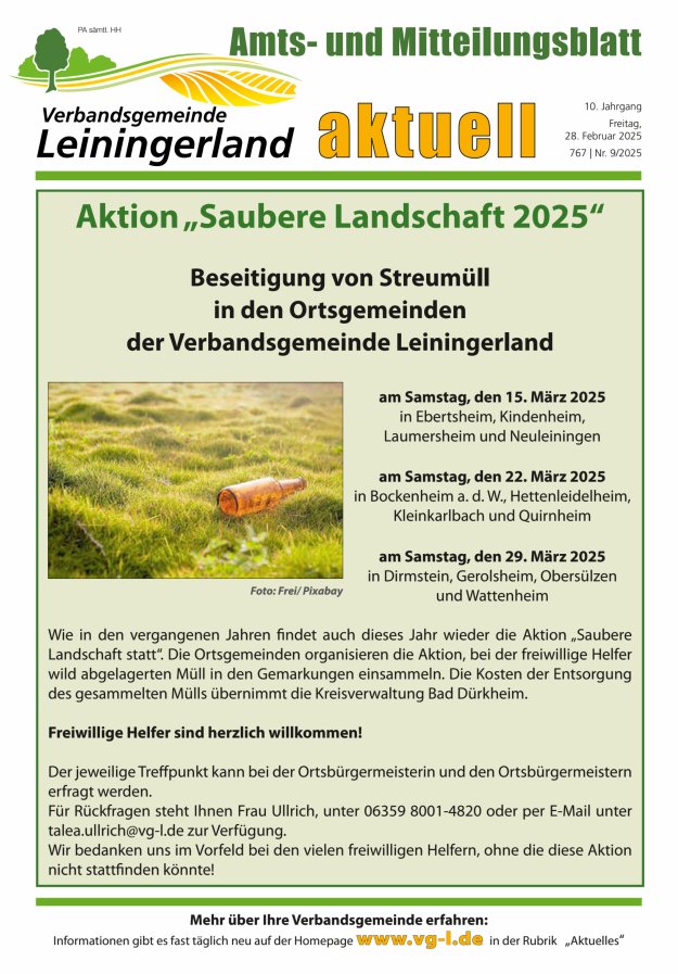 VG Leiningerland aktuell Titelblatt 09/2025