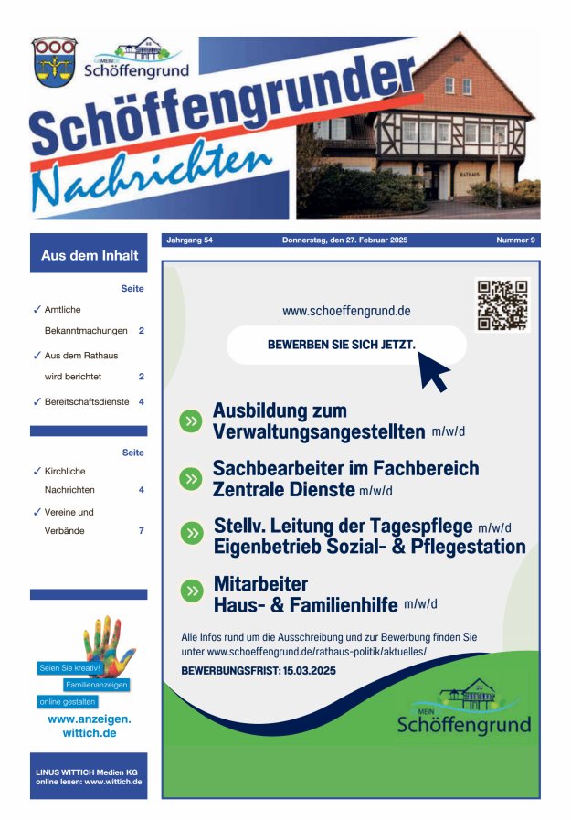 Schöffengrunder Nachrichten Titelblatt 09/2025