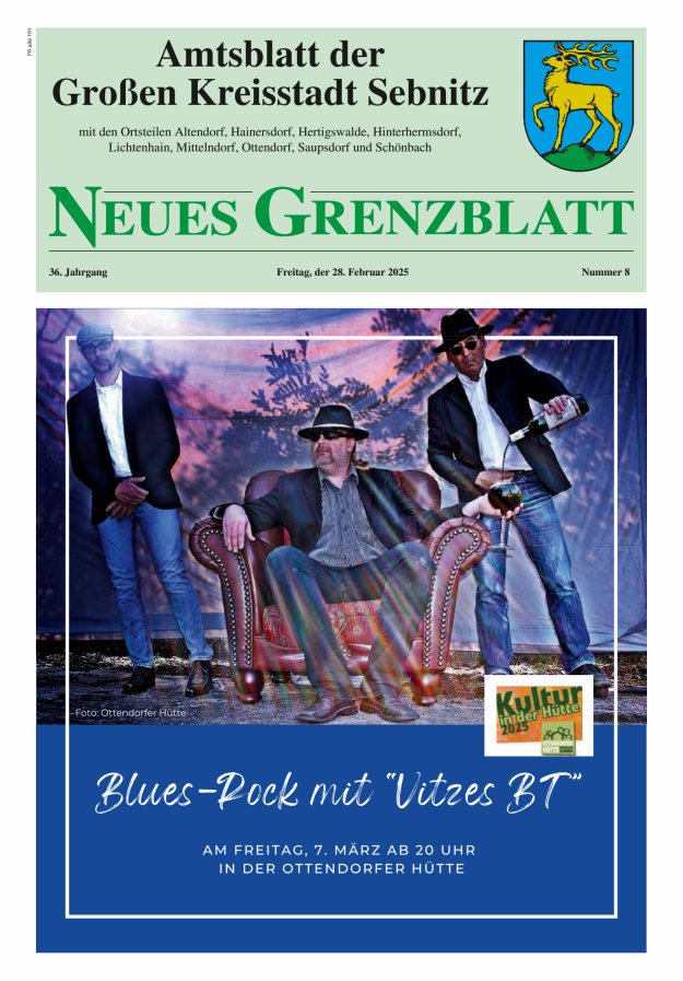 Amtsblatt der Großen Kreisstadt Sebnitz mit den Ortsteilen Titelblatt 08/2025