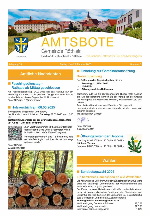 Amtsbote der Großgemeinde Röthlein Titelblatt 05/2025