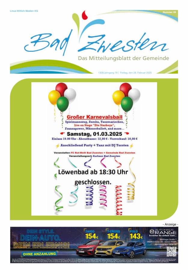 Heimatzeitung Bad Zwesten Titelblatt 09/2025