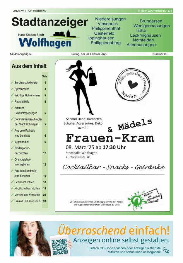 Wolfhager Stadtanzeiger Titelblatt 05/2025