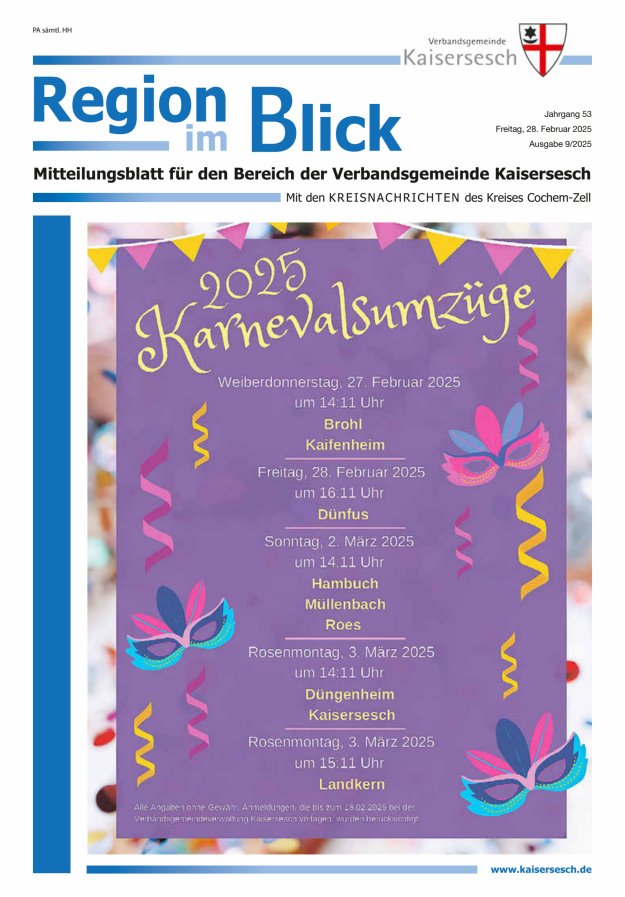 Region im Blick VG Kaisersesch Titelblatt 09/2025