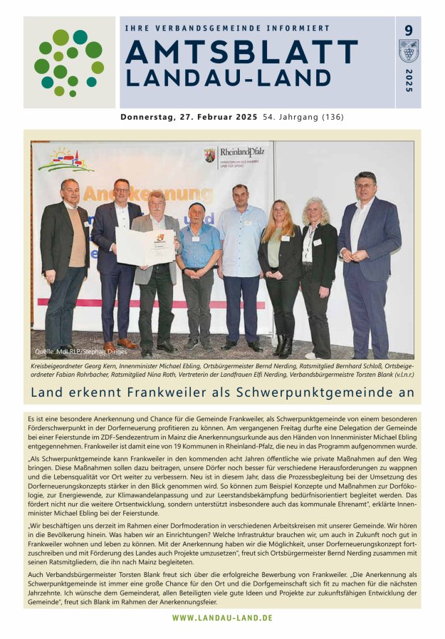 Amtsblatt VG Landau-Land Titelblatt 09/2025