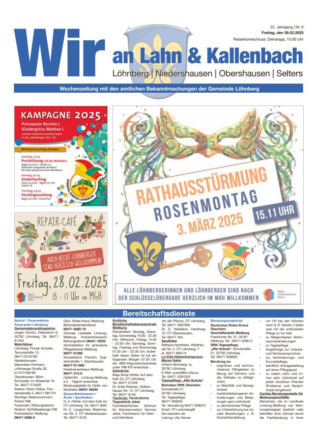 Amtliches Mitteilungsblatt der Gemeinde Löhnberg Titelblatt 09/2025