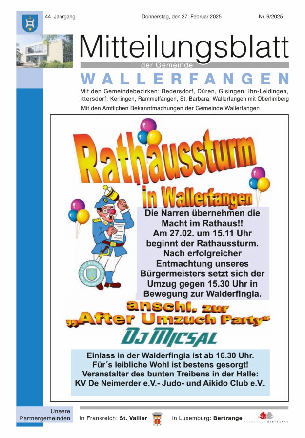 Mitteilungsblatt Gemeinde Wallerfangen Titelblatt 09/2025