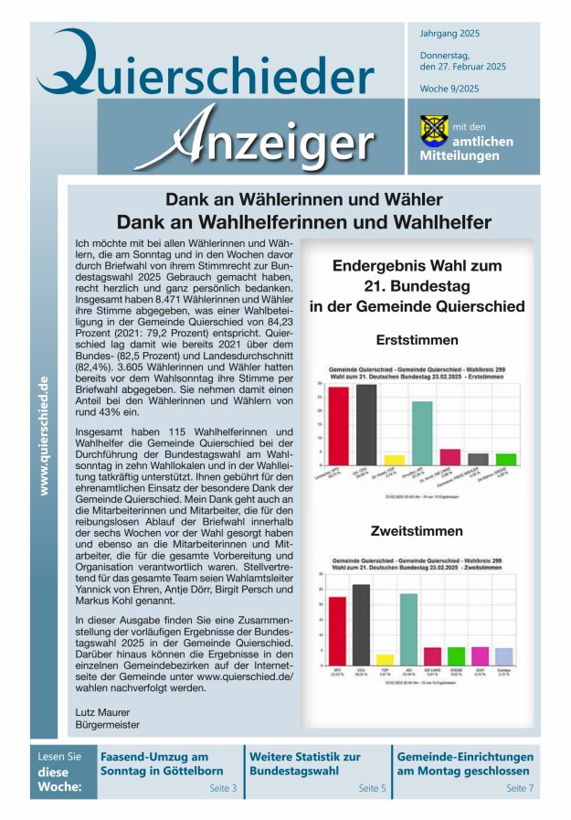 Quierschieder Anzeiger Titelblatt 09/2025
