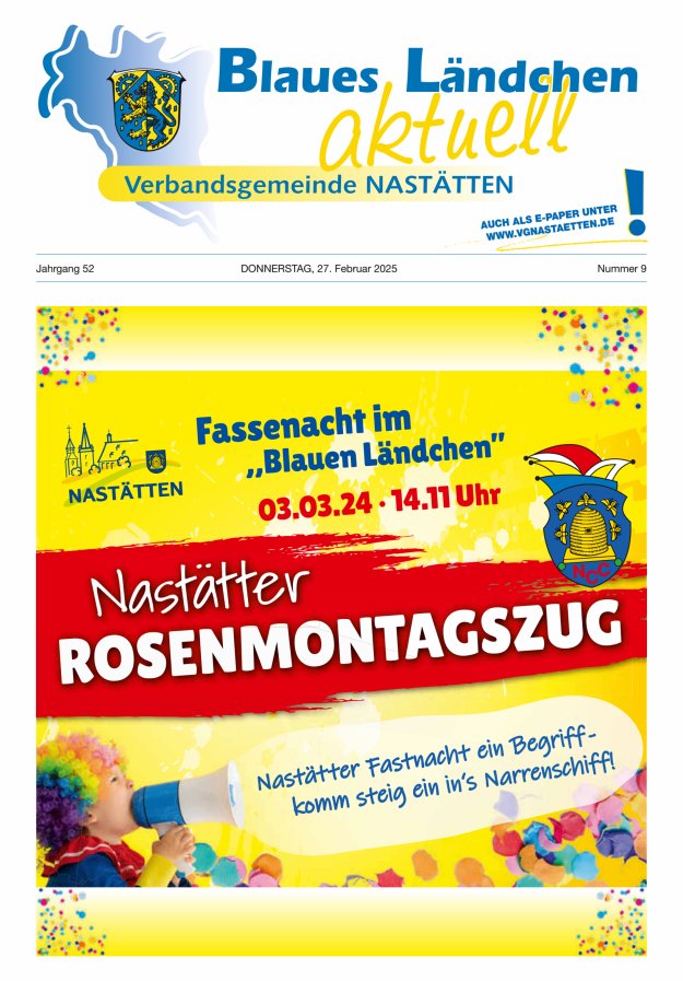 Blaues Ländchen aktuell - Heimat- u Bürgerzeitung VG Nastätten Titelblatt 09/2025