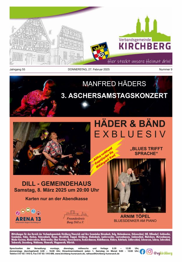 Mitteilungen der Verbandsgemeinde Kirchberg Hunsrück Titelblatt 09/2025