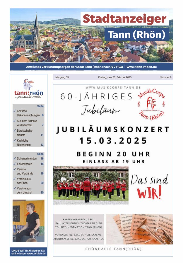 Stadtanzeiger Tann (Rhön) Titelblatt 09/2025