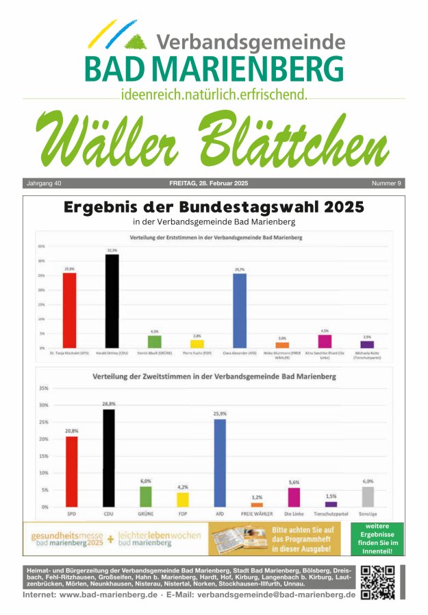 Wäller Blättchen - Verbandsgemeinde Bad Marienberg Titelblatt 09/2025