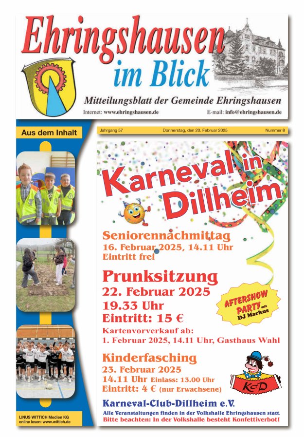 Mitteilungsblatt der Gemeinde Ehringshausen Titelblatt 08/2025