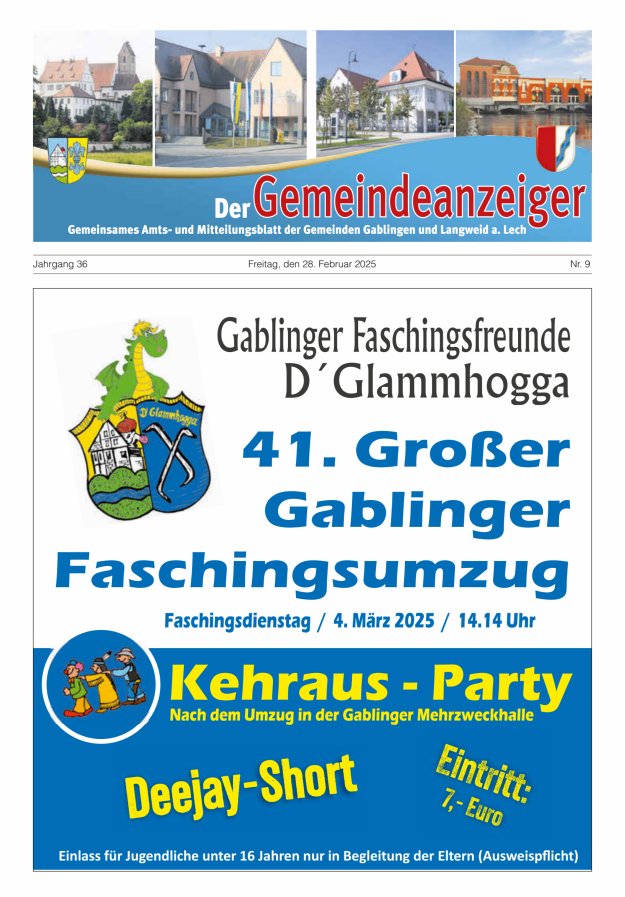 Der Gemeindeanzeiger - Gablingen Langweid Titelblatt 09/2025