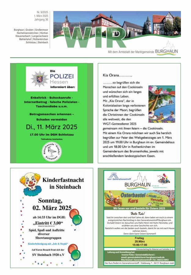 WIR - mit Amtsblatt der Marktgemeinde Burghaun Titelblatt 09/2025
