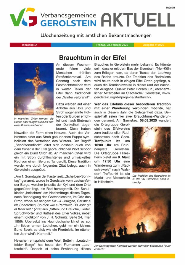 Verbandsgemeinde Gerolstein aktuell Titelblatt 09/2025