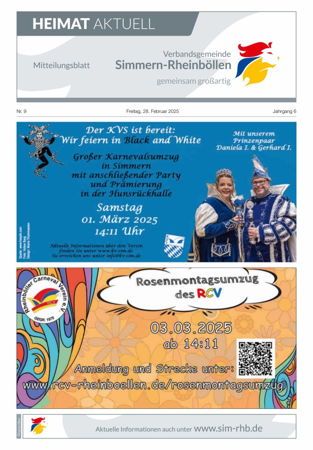 Heimat Aktuell Mitteilungsblatt der VG Simmern-Rheinböllen-Ausg Rheinböllen Titelblatt 09/2025