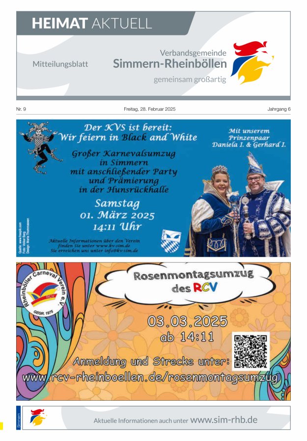 Heimat Aktuell - Mitteilungsbl der VG Simmern-Rheinböllen Ausg Simmern Titelblatt 09/2025