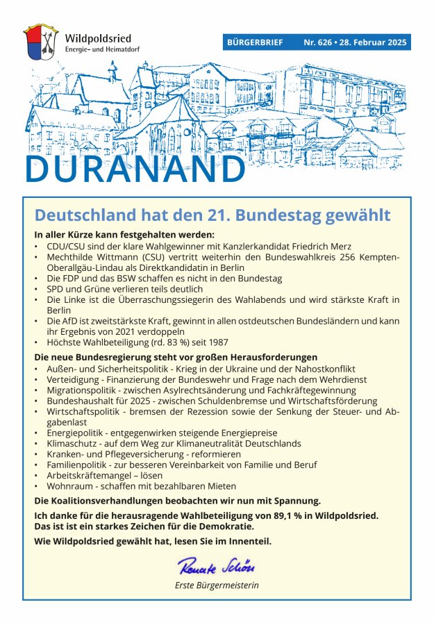 Wildpoldsrieder Duranand Titelblatt 626/2025